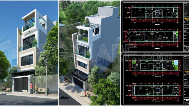 793. Download Cad Drawings – Modern 3-storey Townhouse Design Documentation (1)