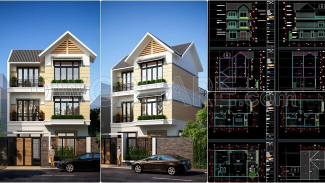 794. Download 3-story House Design Drawings – 7.9m X 10.7m Floor Plan