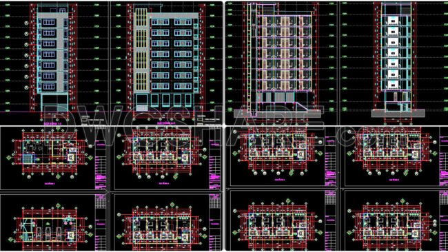 164. Download The Architectural Drawings Of A 10-storey Hotel With A Floor Area Of 9m × 19m