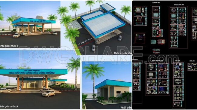 03. Download Of Gas Station Design Drawings With A Total Area Of 1,200 M2 3
