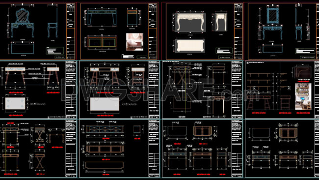 141. Download Dressing Table Cad Shop Drawing Collection