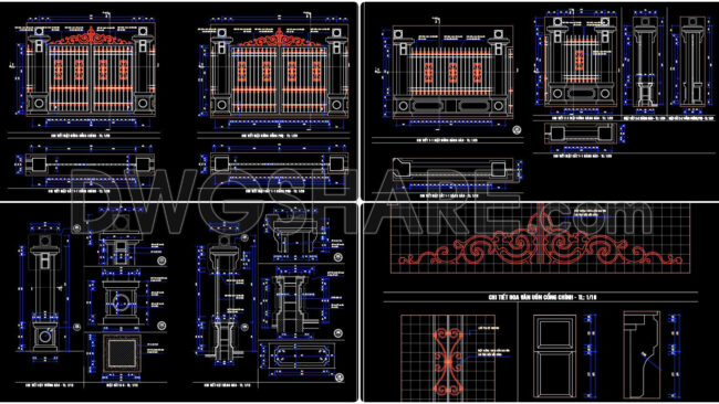 224. Download Classic European Gate & Fence Design Cad Drawings (dwg File)