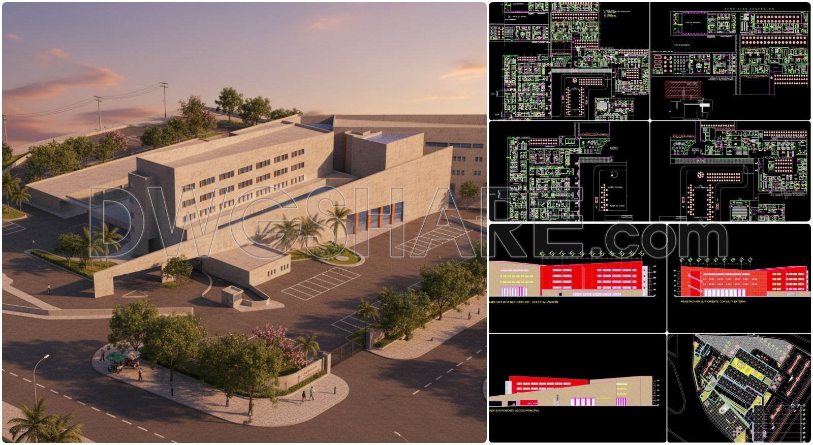 54. Download A Complete Architectural Cad Drawing Set For A Large Hospital Complex With Multiple Wards