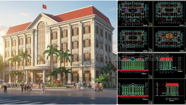 73. Download Cad Design Drawings For A 4-storey Office Building (3100m2) (1)