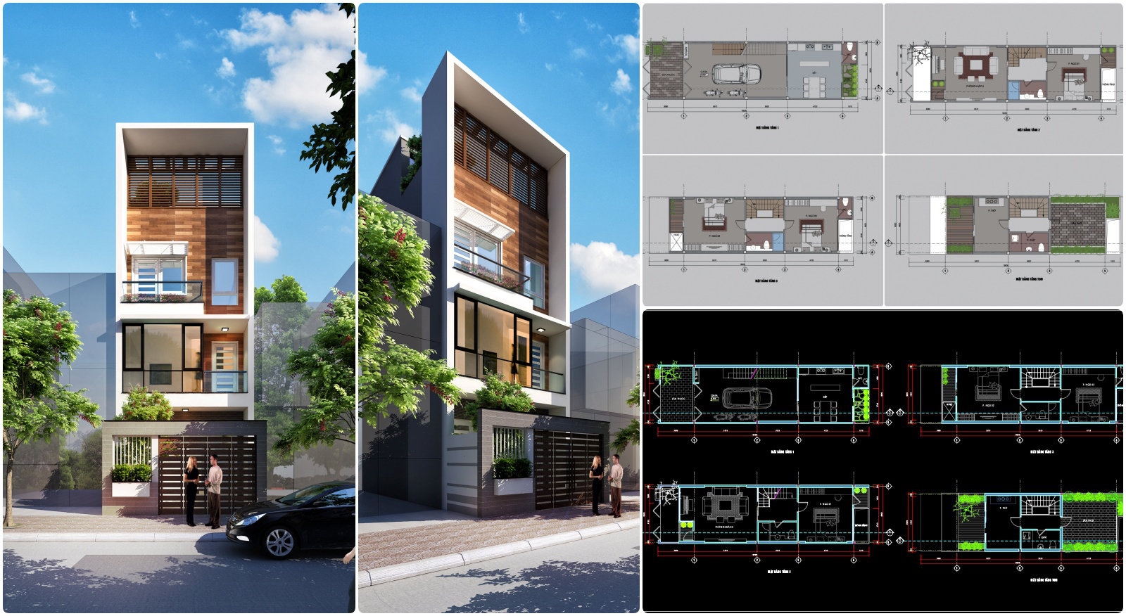 911. Download Cad Drawings Of A 4-story Family House Concept Design (5m × 18m Plot Size)